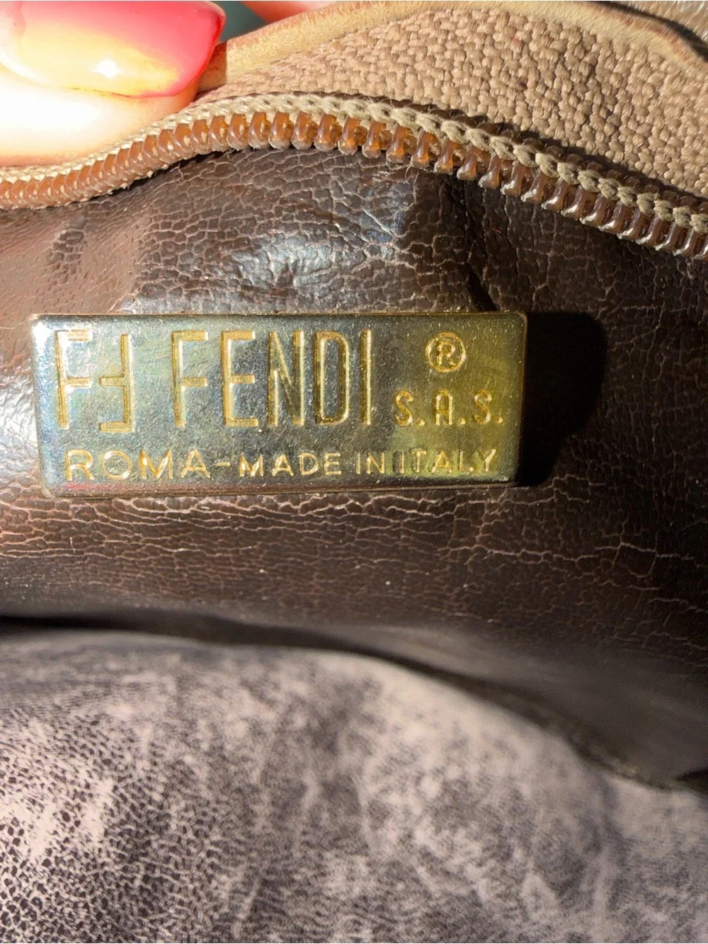 Vintage Fendi Brown Zucca Logo Clutch/Travel Pouch